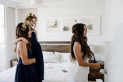 Sofia French Chiffon Navy Blue Girls Dress - A Little Lacey