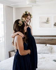 Sofia French Chiffon Navy Blue Girls Dress - A Little Lacey