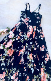 Ava Girls Floral Maxi Dress Navy Blue - A Little Lacey