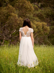 Celeste Girls White Lace & Tulle Dress - A Little Lacey