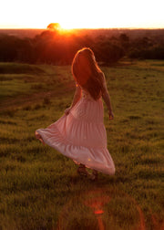 Clara Chiffon Girls Maxi Dress Blush Pink - A Little Lacey