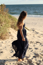 Clara Chiffon Girls Maxi Dress Indigo Blue - A Little Lacey