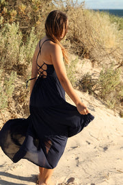 Clara Chiffon Girls Maxi Dress Indigo Blue - A Little Lacey