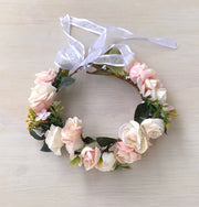 Macie Girls Soft Pink Flower Crown - A Little Lacey