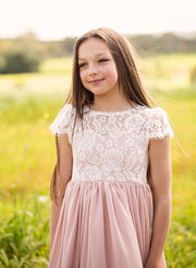 Sasha Girls Dusty Blush Dress - A Little Lacey