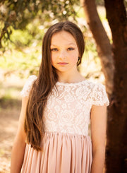 Sasha Girls Dusty Blush Dress - A Little Lacey