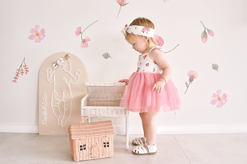 Eloise Dusty Pink Floral Baby Tutu Dress - Baby Girl Cake Smash Dresses
