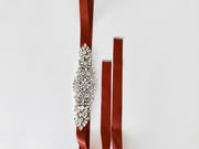 Girls Diamante Sash Belt - Rust - A Little Lacey