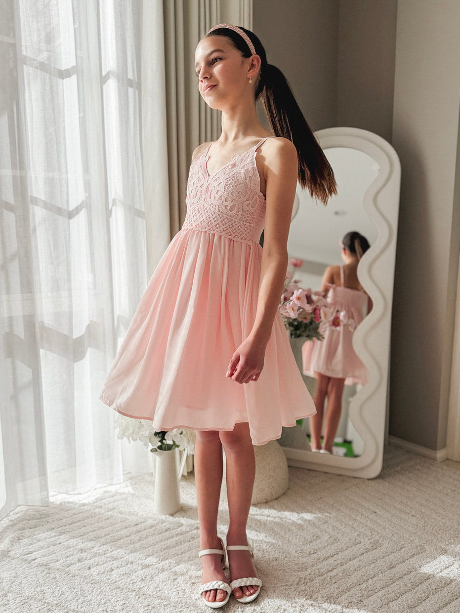 Year 6 graduation pink dress for girls