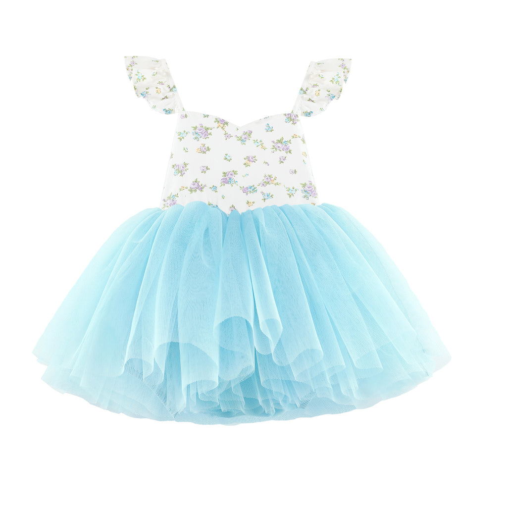 Zara Girls Blue Floral Tutu Dress - Girls Party Dresses