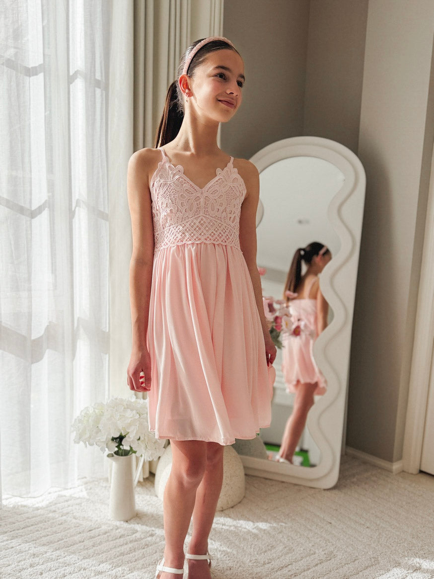 Girls light pink graduation dress