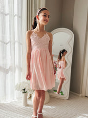 Vivienne Girls Light Pink Dress - A Little Lacey