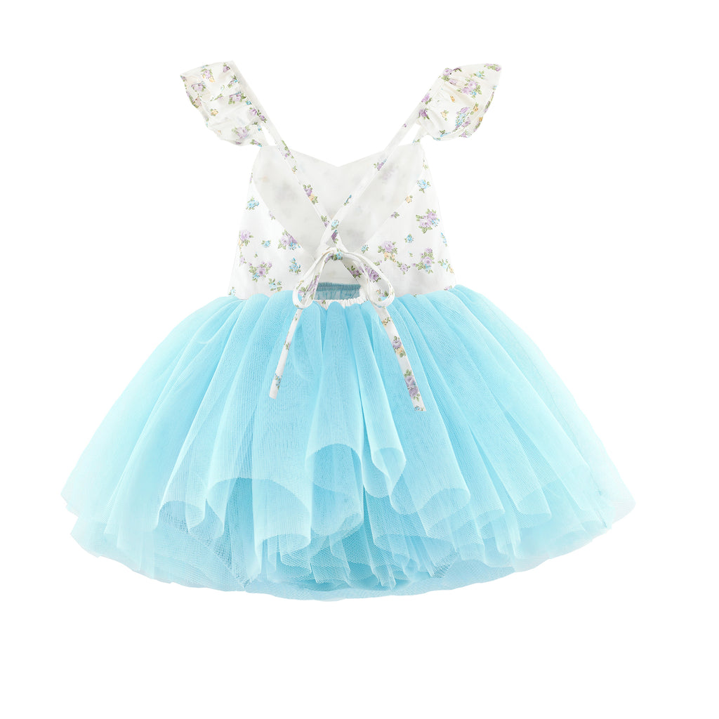 Zara Girls Blue Floral Tutu Dress - Girls Party Dresses