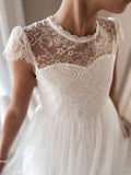 Close-up of lace bodice on Abby Grace White Lace Dress – delicate floral lace detail
