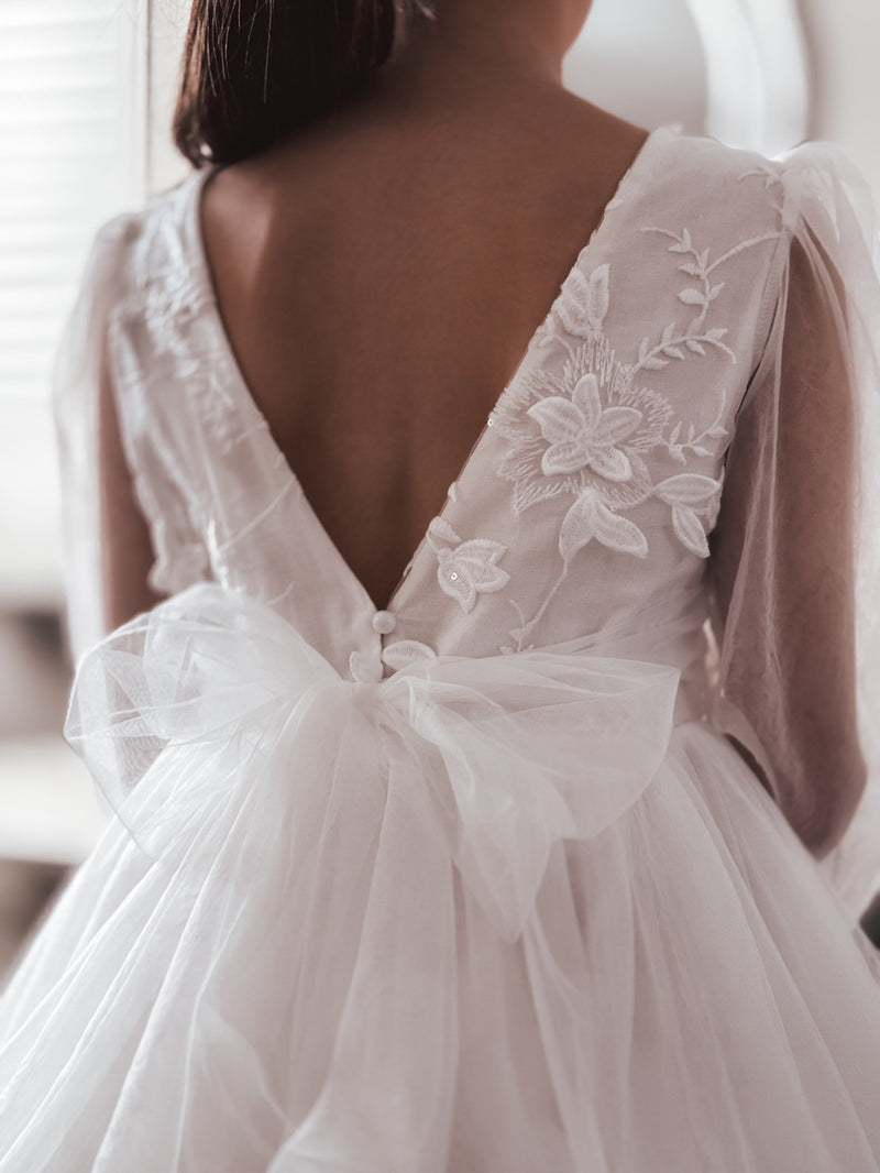 Alyssa White Flower Girls Dress - A Little Lacey