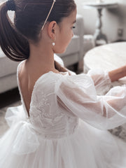 Alyssa White Flower Girls Dress - A Little Lacey