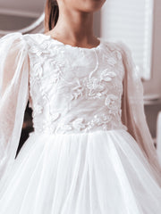 Alyssa White Flower Girls Dress - A Little Lacey