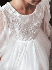 Alyssa White Flower Girls Dress - A Little Lacey