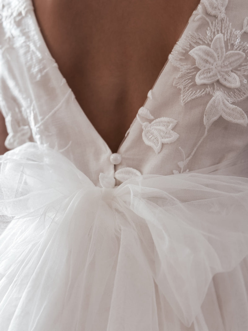 Alyssa White Flower Girls Dress - A Little Lacey