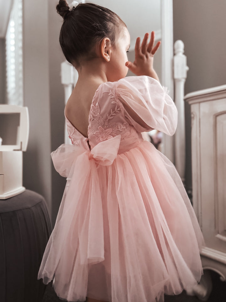 Alyssa Pink Flower Girls Dress
