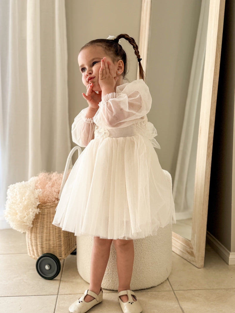 Alyssa Ivory Flower Girls Dress - A Little Lacey