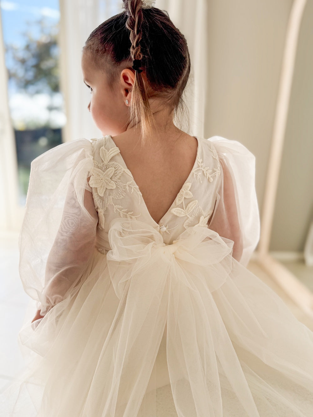 Alyssa Ivory Flower Girls Dress - Girls Ivory Dresses