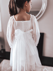 Alyssa White Flower Girls Dress - A Little Lacey