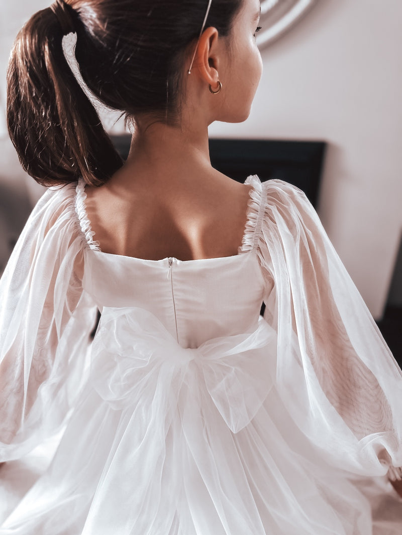 Alyssa White Flower Girls Dress - A Little Lacey