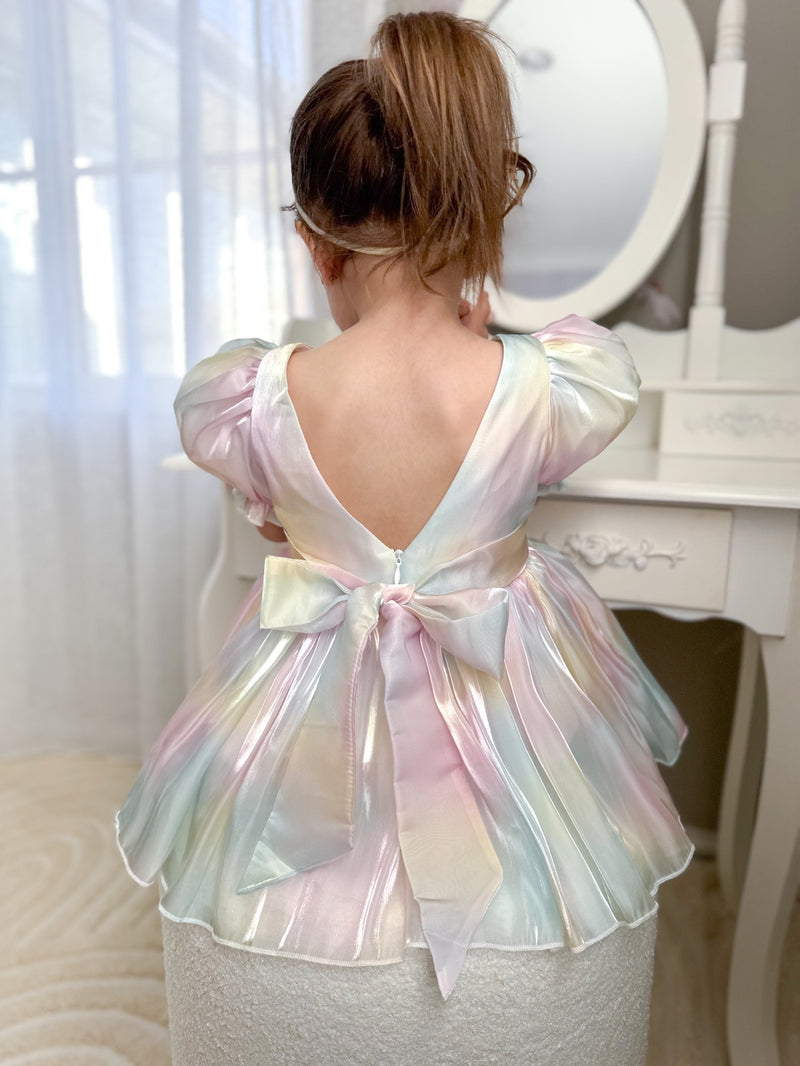Anastasia Girls Rainbow Organza Dress - A Little Lacey