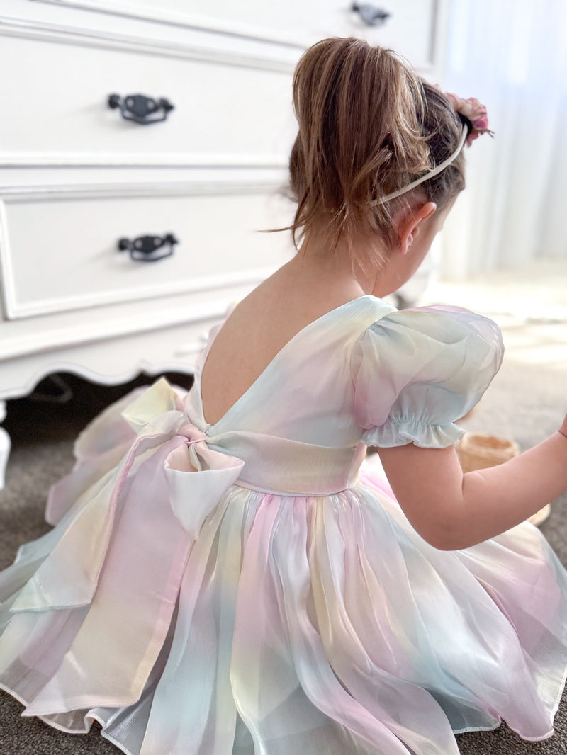 Anastasia Girls Rainbow Organza Dress - A Little Lacey
