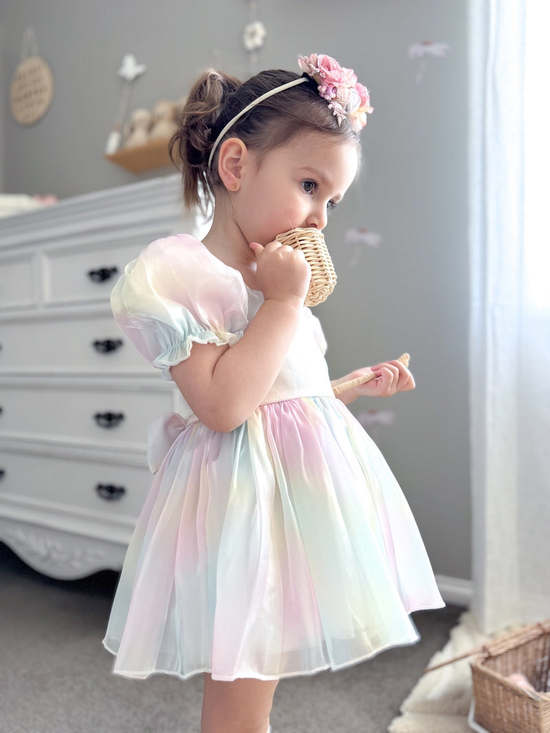 Anastasia Girls Rainbow Organza Dress - A Little Lacey