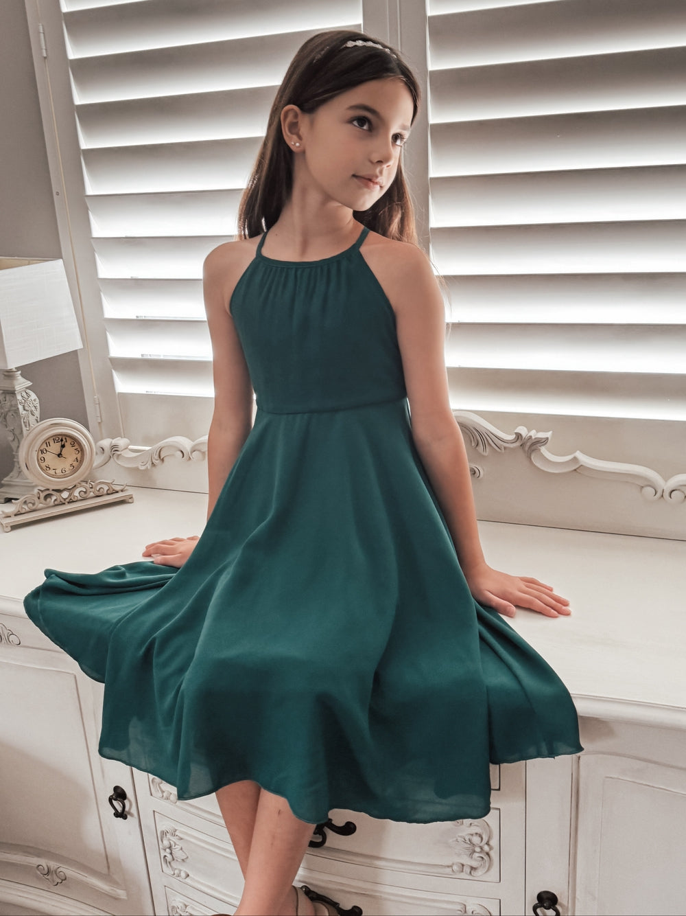 Anna Girls Hi Low Dress - Forest Green A Little Lacey Anna Girls Hi Low Dress - Forest Green A Little Lacey