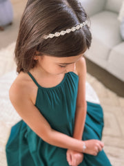 Anna Girls Hi Low Dress - Forest Green - A Little Lacey