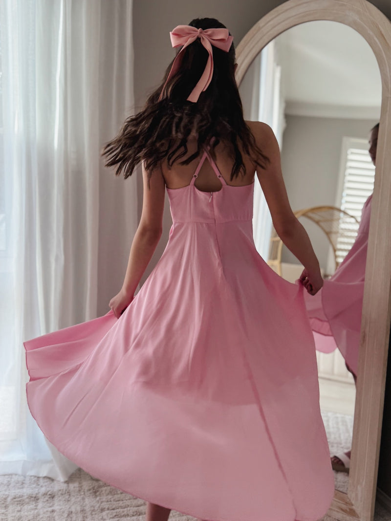 Anna Girls Hi Low Dress - Pink - A Little Lacey