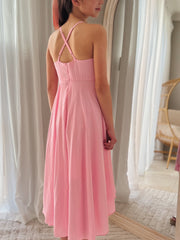 Anna Girls Hi Low Dress - Pink - A Little Lacey