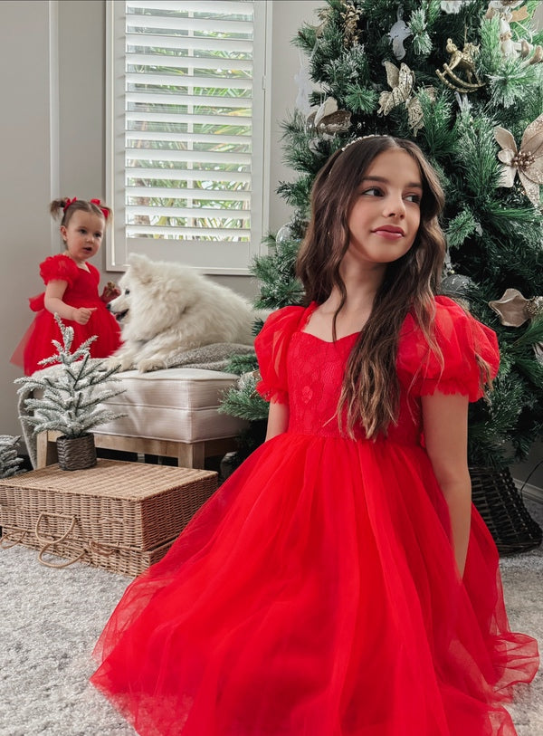 Annabella Red Girls Christmas Dress - SIZE 5 & 7