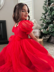 Annabella Red Girls Christmas Dress - SIZE 5 & 7 - A Little Lacey