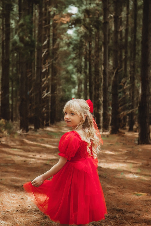 Annabella Red Girls Christmas Dress - Christmas Dresses and Rompersgirls red christmas dress with tulle bow