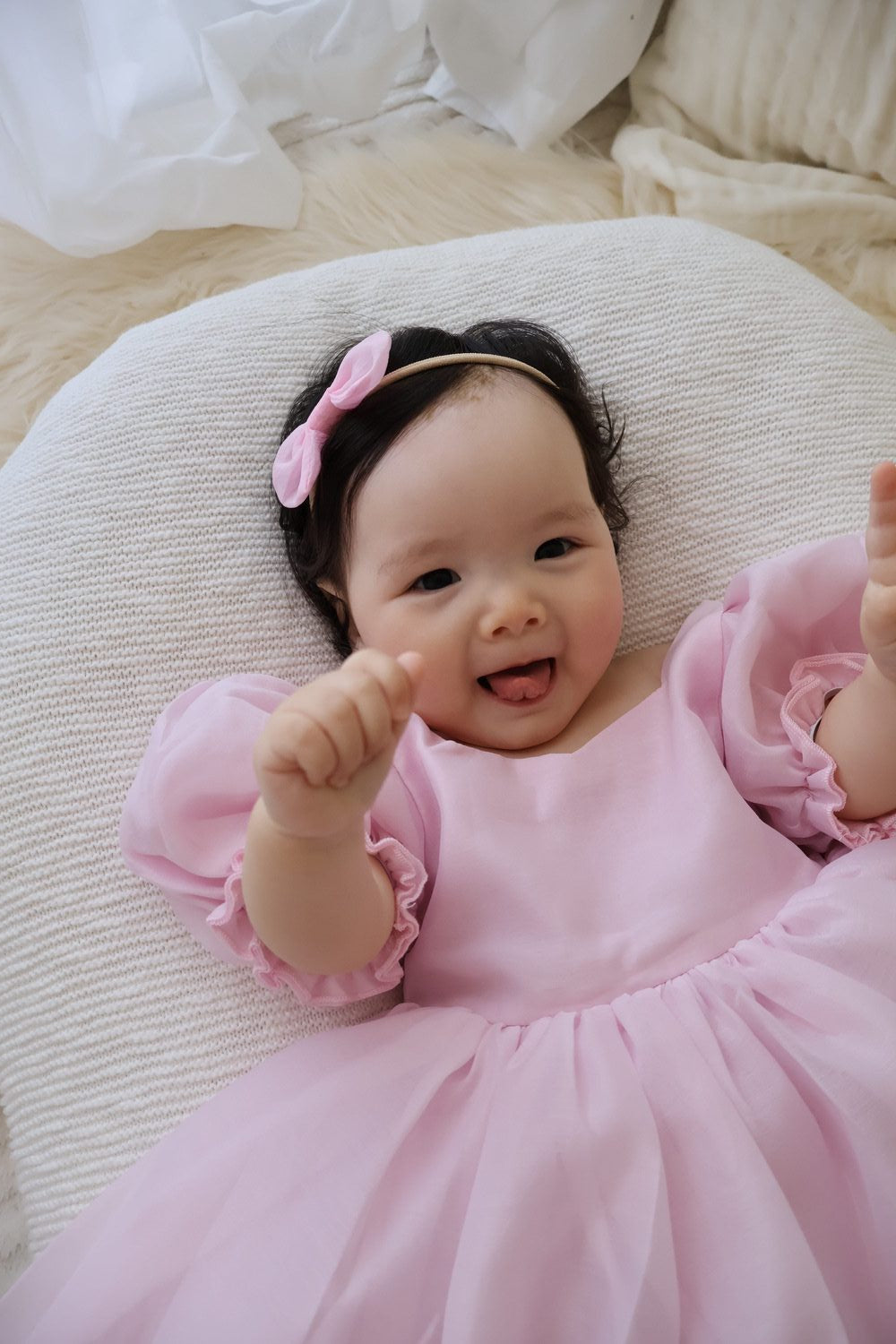 aby girl pink puff sleeve dress Australia