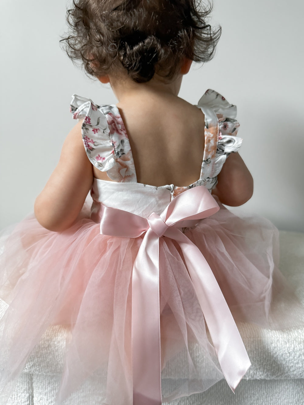 Aria Tulle Baby Romper - Dusty Pink