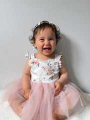 Aria Tulle Baby Romper - Dusty Pink - A Little Lacey