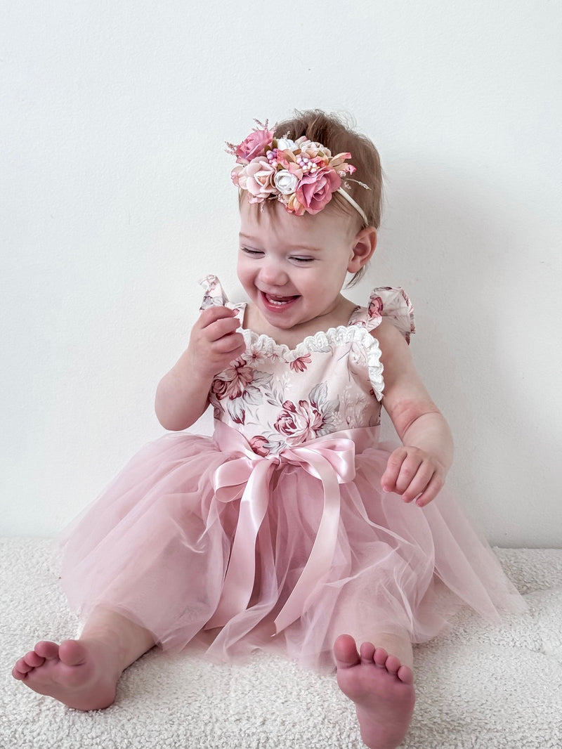 Aria Tulle Baby Romper - Nectar - A Little Lacey