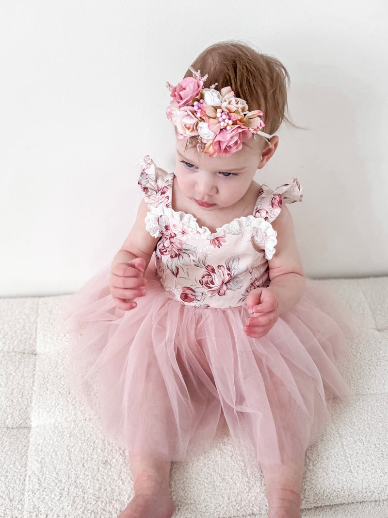 Aria Tulle Baby Romper - Nectar - A Little Lacey