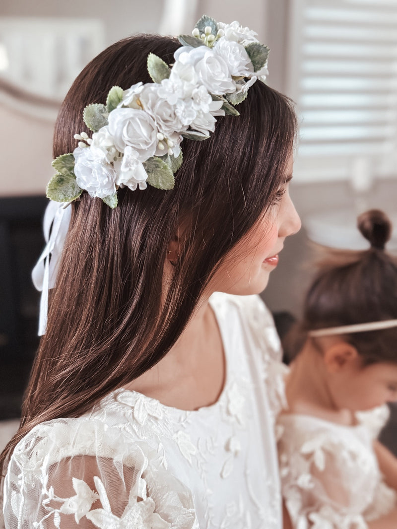 Aria Girls White Flower Crown - A Little Lacey