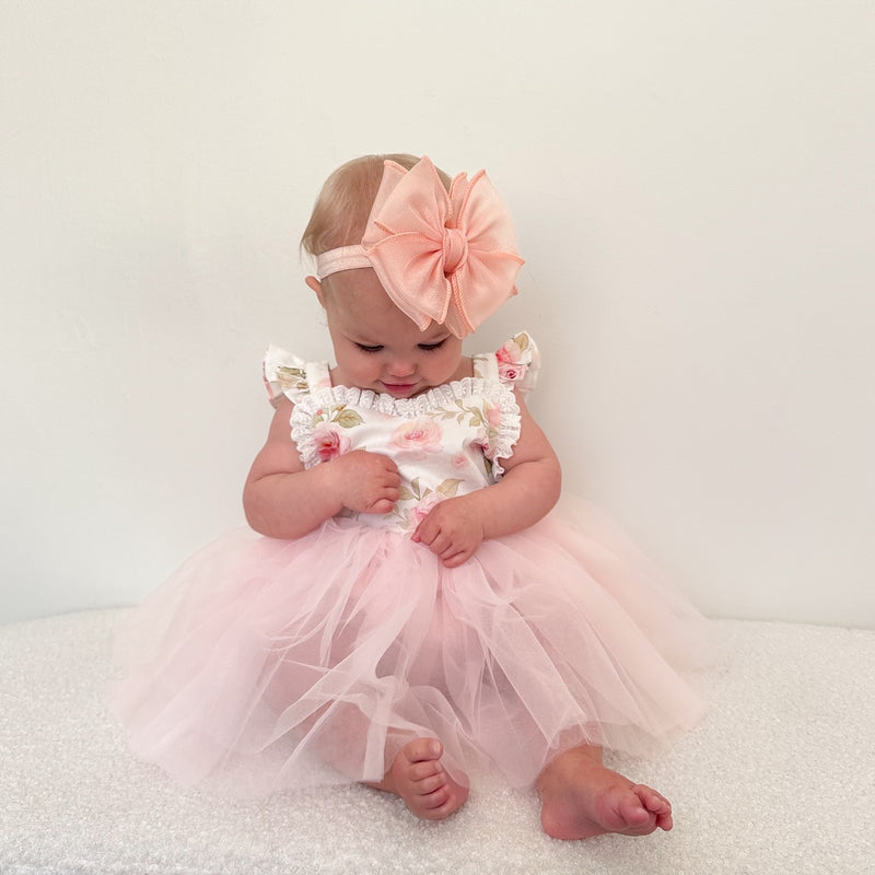 Aria Tulle Baby Romper - Light Pink - A Little Lacey
