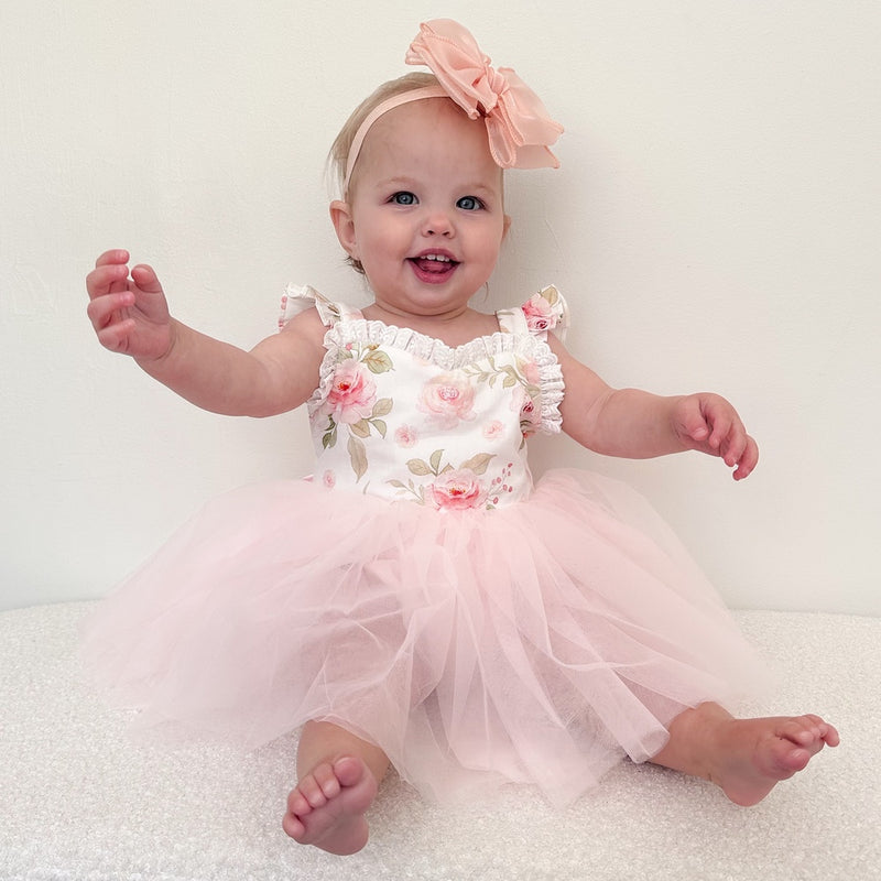 Aria Tulle Baby Romper - Light Pink - A Little Lacey