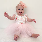 Aria Tulle Baby Romper - Light Pink - A Little Lacey