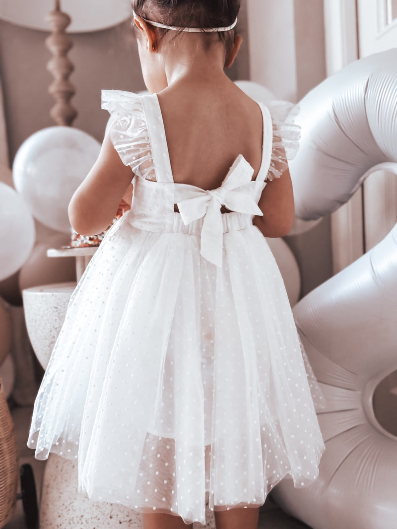 Aspen White Flower Girl Dress