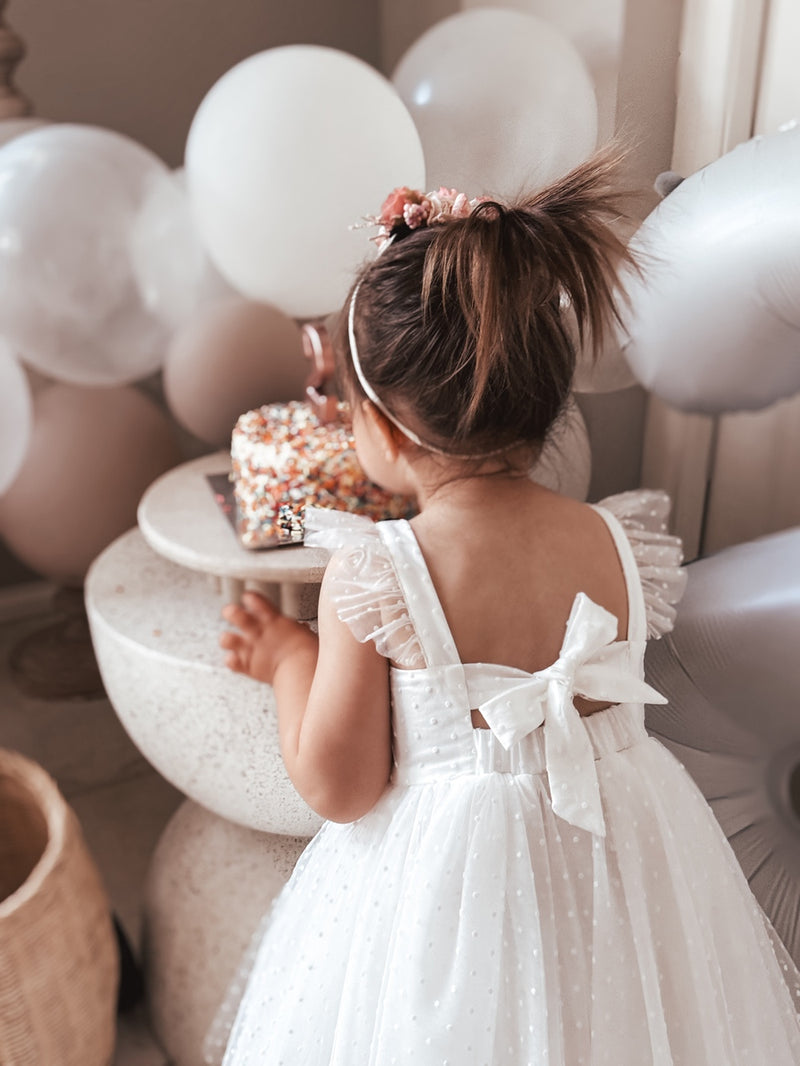 Aspen White Flower Girl Dress