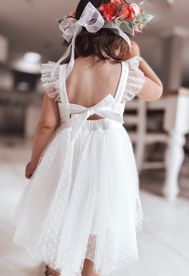 Aspen White Flower Girl Dress - A Little Lacey